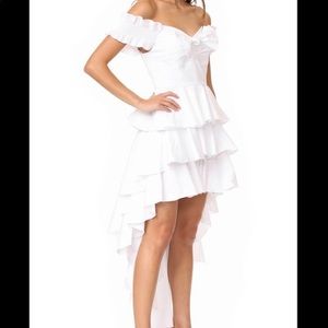 Caroline Constas Artemis White Hi Low Bustier Dress
